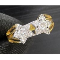 ราคา แหวน เพชร ลายดาว 2 เม็ด 0.26 กะรัต ฝังเพชรกุหลาบ 10/0.15 ct. ทองK 2 สี นน. 3.14 g (005444)