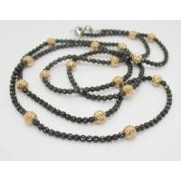 ราคา สร้อยคอ อิตาลี750 ทอง18K ลายเม็ดยินตัน สีดำ คั่นเม็ดกลม ตัดลาย หลุดจำนำ นน.31.48 g (028462)