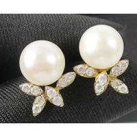 ราคา ต่างหู มุก สีทอง 9 มิล ล้อมเพชร 16/0.40 ct. ทอง18K งานสวย น่ารักมาก นน. 7.02 g (031014)