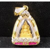ราคา พระพุทธชินราช เนื้อทองคำ กรอบทอง ฝังทับทิม Princess เพชร 10 เม็ด 0.10 กะรัต นน. 4.67 g (046056)