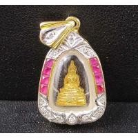 ราคา พระหลวงพ่อโสธร เนื้อทองคำ กรอบทอง ฝังทับทิม Princess เพชร 15 เม็ด 0.15 กะรัต นน. 5.44 g (046064)