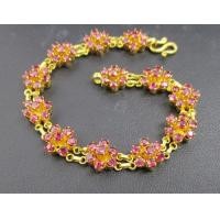 ราคา สร้อยข้อมือ ทับทิม เจียร กระจุกดอกไม้ รอบเส้น ทอง90 งานเก่า หลุดจำนำ สวยมาก นน. 13.60 g (047003)