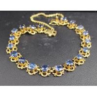 ราคา สร้อยข้อมือ ไพลิน เจียร รอบเส้น ทอง18K หลุดจำนำ งานสวยมาก นน. 8.00 g (049596)