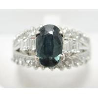 ราคา แหวน ไพลิน เจียร ฝังเพชรแทปเปอร์ 4/0.10 ct ฝังเพชรกุหลาบ 30/0.30 ct งานทองขาวโบราณ(ปาหะ) นน. 4.55 g (028273)