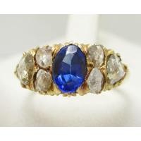 ราคา แหวน พลอยน้ำเงิน ฝังเพชรซีก 6 เม็ด ทอง90 งานเก่า หลุดจำนำ นน. 4.07 g (030359)