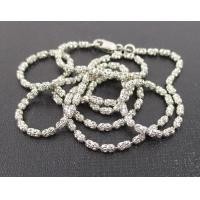 ราคา สร้อยคอ อิตาลี750 ทอง18Kขาว ลายเมล็ดถั่ว ตัดเงา งานสวยมาก นน. 8.14 g (051187)