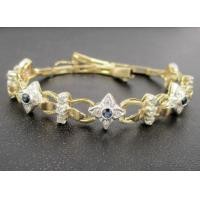 ราคา สร้อยข้อมือ ไพลิน เจียร ฝังพลอย คั่นเพชร 12 เม็ด 0.33 กะรัต ทองK 2 สี นน. 9.58 g (042244)