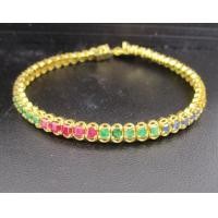 ราคา สร้อยข้อมือ พลอยหลากสี Princess ทับทิม ไพลิน มรกต บุษราคัม รอบเส้น ทอง18K งานสวยมาก นน. 14.02 g (050894)