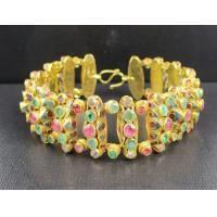ราคา สร้อยข้อมือ 3 สี ทองลงยา ทับทิม มรกต เพชรซีก รอบเส้น ทอง90 งานเก่า หลุดจำนำ สวยมาก นน. 57.32 g (052363)