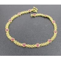 ราคา สร้อยข้อมือ ทับทิม หลังเบี้ย เนื้อแก้ว ลายสาน ทอง90 งานเก่า หลุดจำนำ สวยมาก นน. 5.02 g (052719)