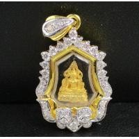 ราคา พระพุทธชินราช เนื้อทองคำ กรอบทอง ฝังเพชร 36 เม็ด 0456 กะรัต นน. 5.66 g (053103)