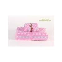 ราคา ผ้าเช็ดตัวลายทาง S990 ผ้าเช็ดหน้า ผ้าเช็ดผม ลายทาง ขนาด 15*30 นิ้ว สีชมพู (455)