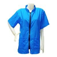 ราคา เสื้อช่างตัดขนสุนัข แบบคอจีน แขนสั้น : สีฟ้า เบอร์ M (2357)