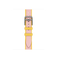 ราคา Apple Watch Hermès - สายแบบ Simple Tour Twill Jump Attelage สี Rose Sakura/Jaune de Naples 42 มม. (MDFN4FE/A)