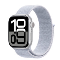 ราคา Apple Watch Series 10 รุ่น GPS | ตัวเรือนอะลูมิเนียม สีเงิน 42 มม. | สายแบบ Sport Loop สีฟ้าก้อนเมฆ (MWWD3SA/A)