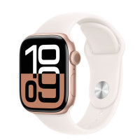 ราคา Apple Watch Series 10 รุ่น GPS | ตัวเรือนอะลูมิเนียม สีโรสโกลด์ 42 มม. | สายแบบ Sport Band สีชมพูบลัช ขนาด M/L (MWWJ3SA/A)