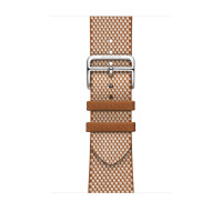 ราคา Apple Watch Hermès - สายแบบ Simple Tour Toile H สี Gold/Écru 46 มม. (MXJD3FE/A)
