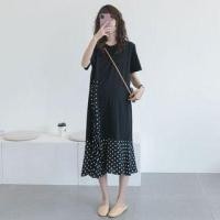 ราคา Maternity Dotted Panel Short-Sleeve Midi A-Line Dress Black - One Size (1094155395)
