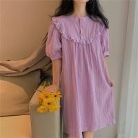 ราคา Frilled Loose-Fit Short-Sleeve Dress Purple - One Size (1091823298)