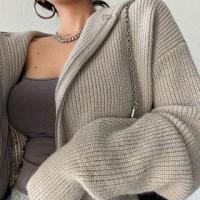 ราคา Plain Loose-Fit Hooded Cardigan Gray - One Size (1099004432)
