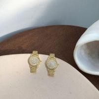 ราคา Mini Watch Rhinestone Sterling Silver Earring E291 - 1 Pair - Gold - One Size (1115684684)