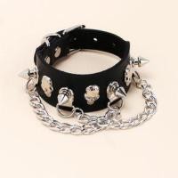ราคา Studded Chain Strap Faux Leather Bracelet Black - One Size (1112350091)