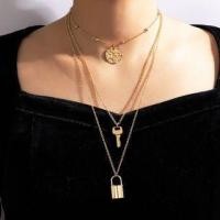 ราคา Lock & Key Pendant Layered Alloy Necklace 17627 - Gold - One Size (1117679970)