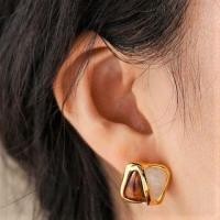ราคา Two-Tone Square Stud Earring 1 Pair - Gold - One Size (1119907202)