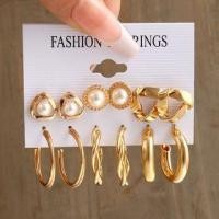 ราคา 6 Pair Set: Faux Pearl / Alloy Stud Earring / Hoop Earring (Various Designs) Set of 6 Pair - 5579101 - White & Gold - One Size (1124323989)