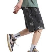 ราคา Mid Rise Lettering Print Washed Denim Bermuda Shorts Black Gray - One Size (1124995351)