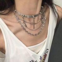 ราคา Cross Chain Faux Leather Choker Silver - One Size (1125135628)