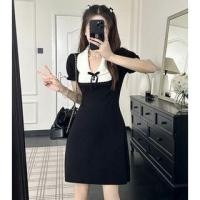 ราคา Short-Sleeve Two-Tone Bow-Accent Knit Dress Black - One Size (1125309296)
