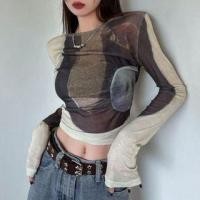 ราคา Long-Sleeve Crewneck Print Crop Tee DD5029 - Black & Off-White - One Size (1123267446)