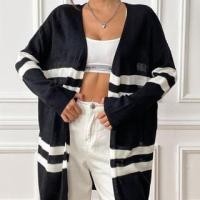 ราคา Striped Open Front Long Cardigan Black - One Size (1125835649)