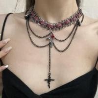 ราคา Cross Pendant Layered Alloy Faux Leather Choker Black - One Size (1126309621)