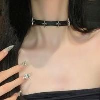 ราคา Cross Alloy Faux Leather Choker Choker - Black - One Size (1126422818)