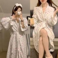 ราคา Dotted Fleece Tie Waist Pajama Robe White - One Size (1126918049)