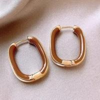 ราคา Geometric Glaze Alloy Hoop Earring 1 Pair - Coffee & Gold - One Size (1127269668)