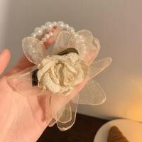 ราคา Floral Mesh Faux Pearl Hair Tie Off-White - One Size (1127279548)
