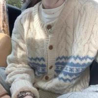 ราคา Crew Neck Patterned Cardigan Off-White - One Size (1127302962)