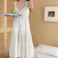 ราคา Sleeveless Plain Tiered Ribbon A-Line Sleep Dress Off-White - One Size (1122023848)