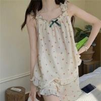 ราคา Pajama Set: Floral Print Bow Frill Camisole Top + Elastic Waist Shorts Set of 2 - Camisole Top & Shorts - Floral - White - One Size (1123419931)