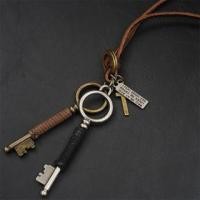 ราคา Key Alloy Pendant Genuine Leather Necklace Coffee - One Size (1128587402)