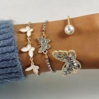 ราคา Set of 3: Butterfly / Rhinestone / Faux Pearl Alloy Bracelet / Bangle (Various Designs) 26379 - Gold - One Size (1128607021)