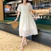 ราคา Maternity Short-Sleeve Square Neck Plain Midi A-Line Dress (1128644762)