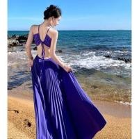 ราคา Halter Plain Cutout Maxi A-Line Sundress (1128667036)