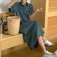 ราคา Short-Sleeve Pocket Detail Denim Maxi Shirt Dress (1128721441)