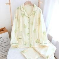 ราคา Maternity Pajama Set: Long-Sleeve Lapel Collar Floral Button Top + Pants (1127790407)