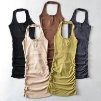 ราคา Halter-Neck Plain Shirred Mini Bodycon Dress (1127965011)