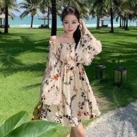 ราคา 3/4-Sleeve Off Shoulder Floral Print A-Line Dress (1128713394)